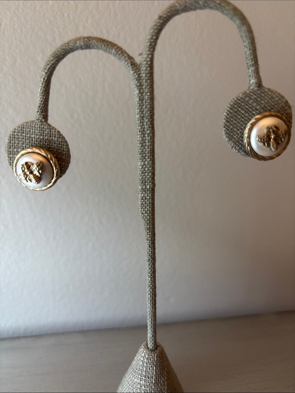 Park Lane • Gold and Cream Bumblebee Stud Earrings